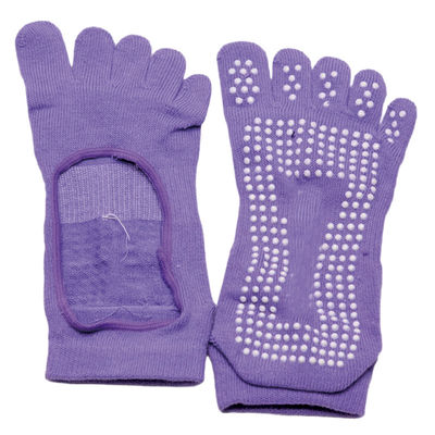Baumwolle strickte Antibeleg-Yoga hart trifft Gymnastik-Punkt 5 Toe Yoga Grip Socks